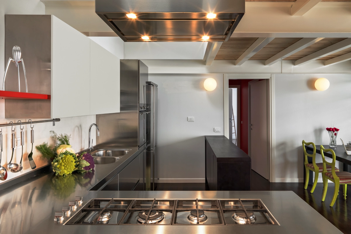 Kitchen interior with cabinetry and island